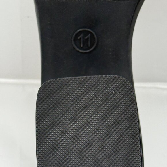 A New Day Womens Faux Leather Slides With Gold Buckle Black Sz 11 Block Heel - Picture 9 of 10